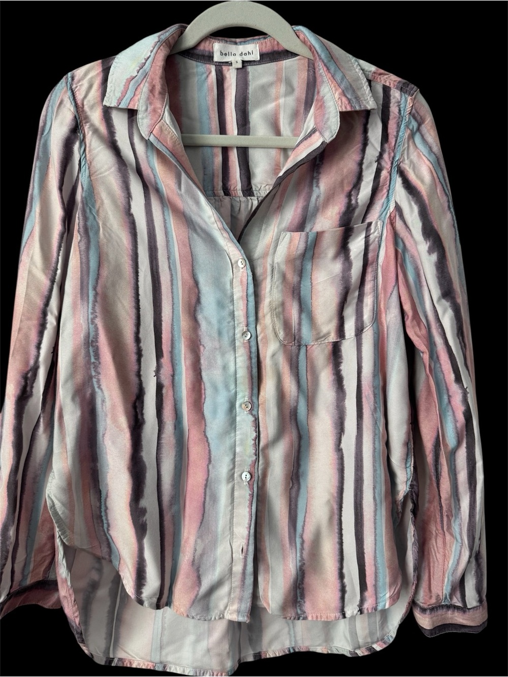 belle dahl Pastel Watercolor Stripe Button-Up Shirt Size S